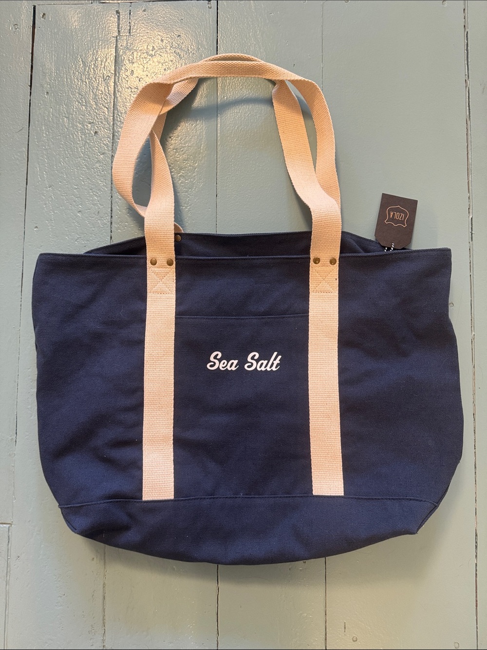 Izola Navy Canvas Tote with - "Sea Salt" NWT